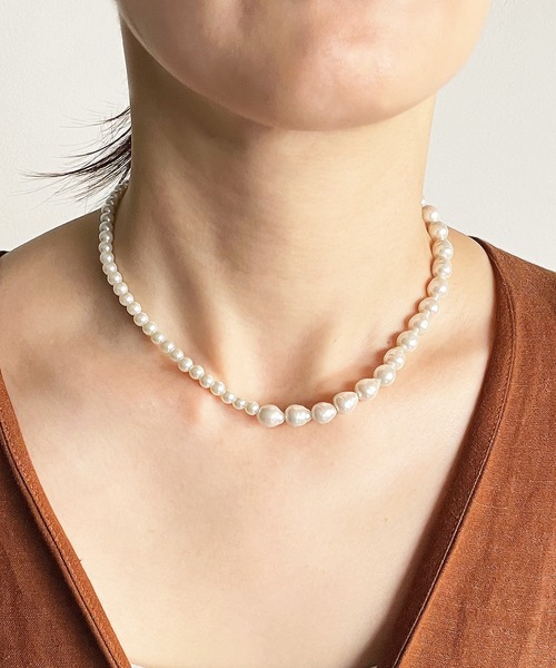 Zoule ゾーラ Devil 左右でパールの大きさが違う パールネックレス ネックレス Zoule ゾーラ のファッション通販 Zozotown