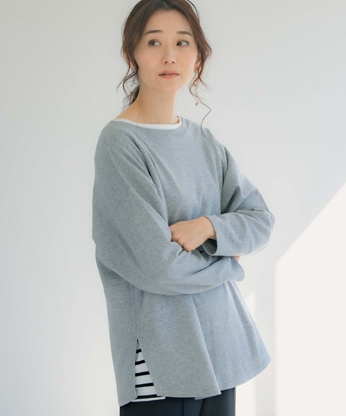 LEPSIM（レプシィム）の「【選べる丈シリーズ】パネルカラーボーダーTシャツ　259153（Tシャツ/カットソー・レディース・ネイビー/オフホワイト/ピンク/イエロー・FREE/TALL）」の7枚目の写真