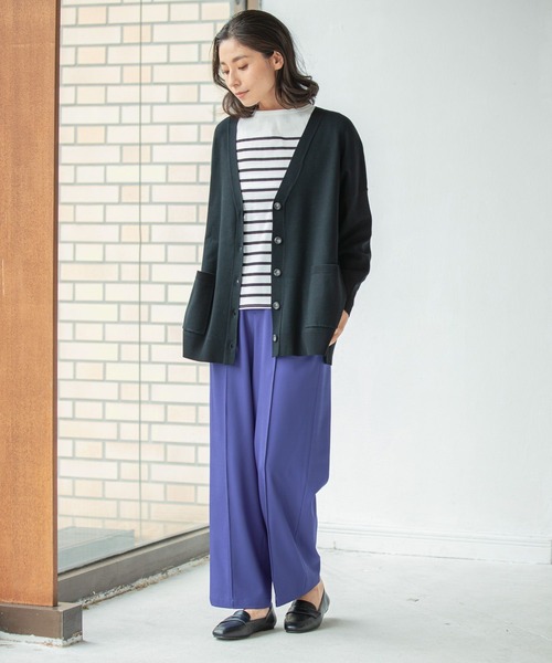 LEPSIM（レプシィム）の「【選べる丈シリーズ】パネルカラーボーダーTシャツ　259153（Tシャツ/カットソー・レディース・ネイビー/オフホワイト/ピンク/イエロー・FREE/TALL）」の10枚目の写真