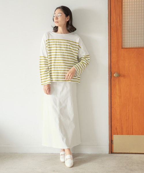 LEPSIM（レプシィム）の「【選べる丈シリーズ】パネルカラーボーダーTシャツ　259153（Tシャツ/カットソー・レディース・ネイビー/オフホワイト/ピンク/イエロー・FREE/TALL）」の14枚目の写真