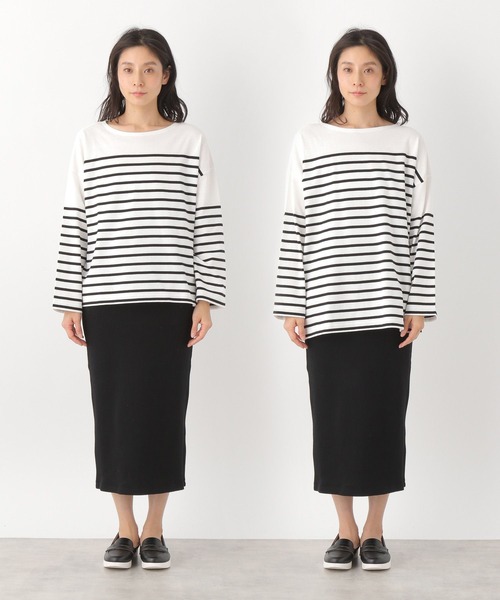 LEPSIM（レプシィム）の「【選べる丈シリーズ】パネルカラーボーダーTシャツ　259153（Tシャツ/カットソー・レディース・ネイビー/オフホワイト/ピンク/イエロー・FREE/TALL）」の18枚目の写真