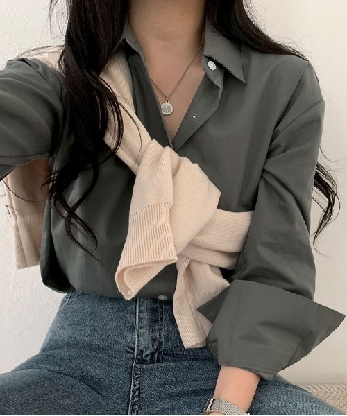 BEIDELLI（ベイデリー）の「[BELLIDE MADE] デイリークラシックシャツ（シャツ/ブラウス・レディース・ベージュ/ネイビー/カーキ/アイボリー/ライトピンク・FREE）」の6枚目の写真