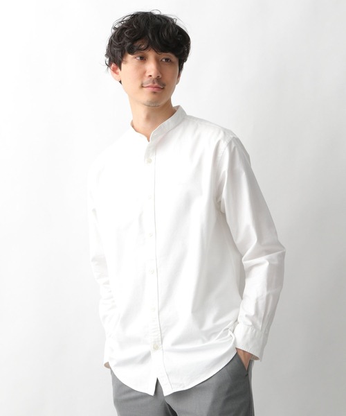 GLOBAL WORK（グローバルワーク）の「OXフォードバンドカラー/258155（シャツ/ブラウス・メンズ・グレー系その他4/ホワイト/ライトブルー/ネイビー/ブルー/ベージュ・MEDIUM/SMALL/X-LARGE/LARGE）」の2枚目の写真