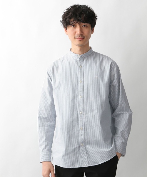GLOBAL WORK（グローバルワーク）の「OXフォードバンドカラー/258155（シャツ/ブラウス・メンズ・グレー系その他4/ホワイト/ライトブルー/ネイビー/ブルー/ベージュ・MEDIUM/SMALL/X-LARGE/LARGE）」の6枚目の写真