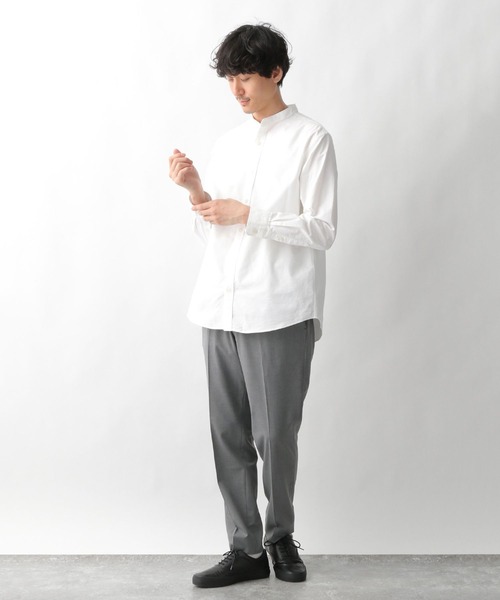 GLOBAL WORK（グローバルワーク）の「OXフォードバンドカラー/258155（シャツ/ブラウス・メンズ・グレー系その他4/ホワイト/ライトブルー/ネイビー/ブルー/ベージュ・MEDIUM/SMALL/X-LARGE/LARGE）」の7枚目の写真