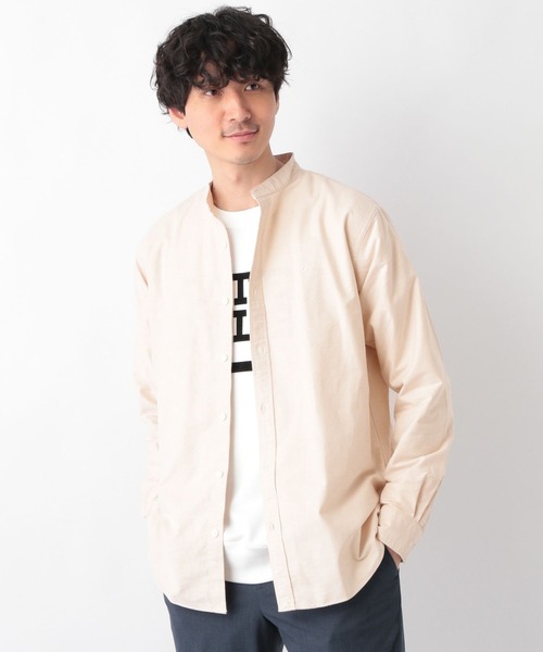 GLOBAL WORK（グローバルワーク）の「OXフォードバンドカラー/258155（シャツ/ブラウス・メンズ・グレー系その他4/ホワイト/ライトブルー/ネイビー/ブルー/ベージュ・MEDIUM/SMALL/X-LARGE/LARGE）」の8枚目の写真