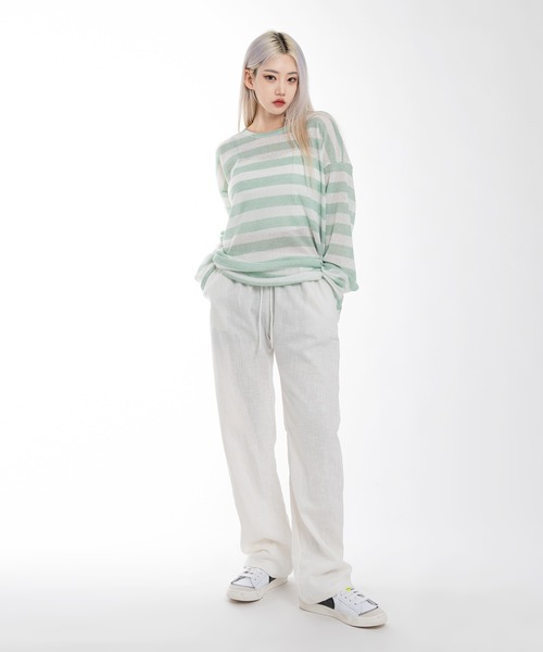 FOLLOWIN（フォロウィン）の「【UNISEX】リネン100%ウォッシングパンツ（その他パンツ・レディース・ブラック/ベージュ/パープル/ネイビー/アイボリー・FREE）」の16枚目の写真