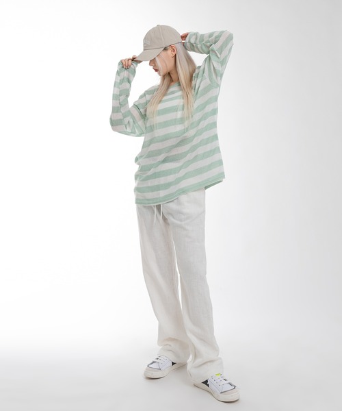 FOLLOWIN（フォロウィン）の「【UNISEX】リネン100%ウォッシングパンツ（その他パンツ・レディース・ブラック/ベージュ/パープル/ネイビー/アイボリー・FREE）」の6枚目の写真