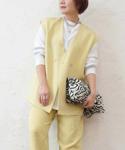 sango（sango）の「フレンチダブルボタンベストジャケット（ベスト・レディース・イエロー/ベージュ/アイボリー・FREE）」の7枚目の写真