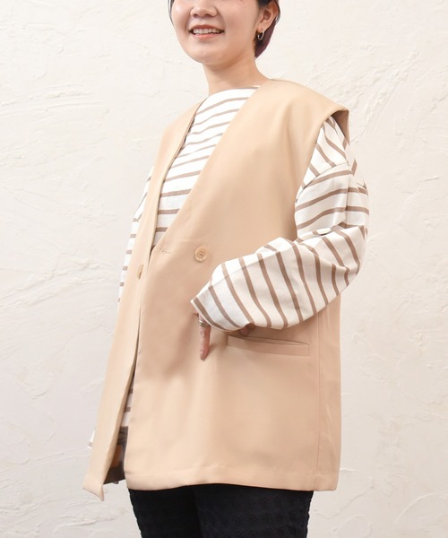 sango（sango）の「フレンチダブルボタンベストジャケット（ベスト・レディース・イエロー/ベージュ/アイボリー・FREE）」の6枚目の写真