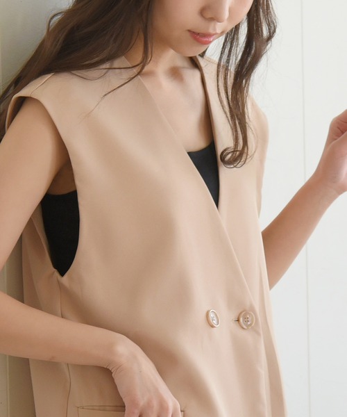 sango（sango）の「フレンチダブルボタンベストジャケット（ベスト・レディース・イエロー/ベージュ/アイボリー・FREE）」の4枚目の写真