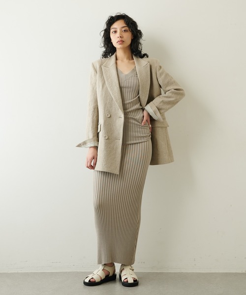 Whim Gazette（ウィムガゼット）の「リブVネックプルオーバー（ニット/セーター・レディース・ブラック/ライトベージュ・FREE）」の6枚目の写真