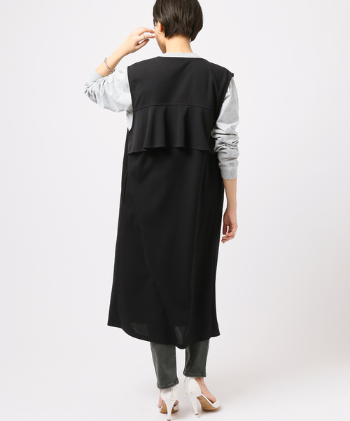 B.C STOCK(ベーセーストック)の「カットジョーゼットロングジレ(ベスト・レディース・ライトグレー/ブラック・FREE)」の5枚目の写真