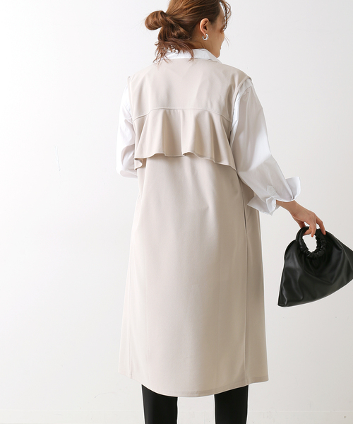 B.C STOCK(ベーセーストック)の「カットジョーゼットロングジレ(ベスト・レディース・ライトグレー/ブラック・FREE)」の10枚目の写真