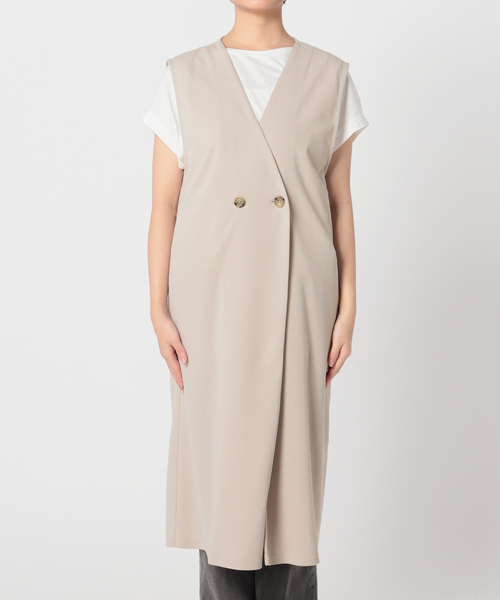 B.C STOCK(ベーセーストック)の「カットジョーゼットロングジレ(ベスト・レディース・ライトグレー/ブラック・FREE)」の11枚目の写真