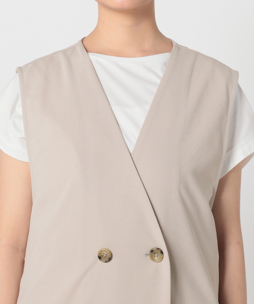 B.C STOCK(ベーセーストック)の「カットジョーゼットロングジレ(ベスト・レディース・ライトグレー/ブラック・FREE)」の15枚目の写真