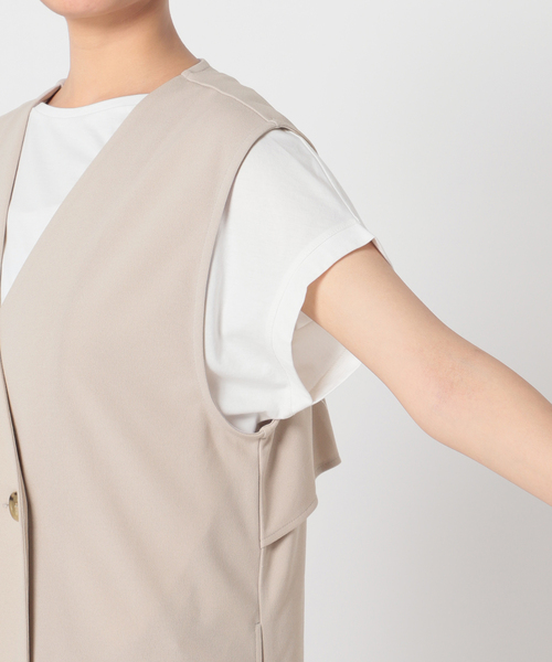 B.C STOCK(ベーセーストック)の「カットジョーゼットロングジレ(ベスト・レディース・ライトグレー/ブラック・FREE)」の16枚目の写真