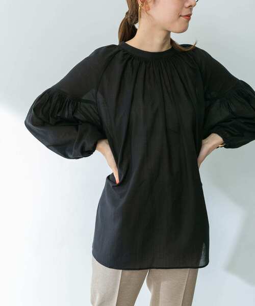 URBAN RESEARCH(アーバンリサーチ)の「コットンボイル2WAYブラウス(シャツ/ブラウス・レディース・ブラック/オフホワイト/グリーン・FREE)」の5枚目の写真