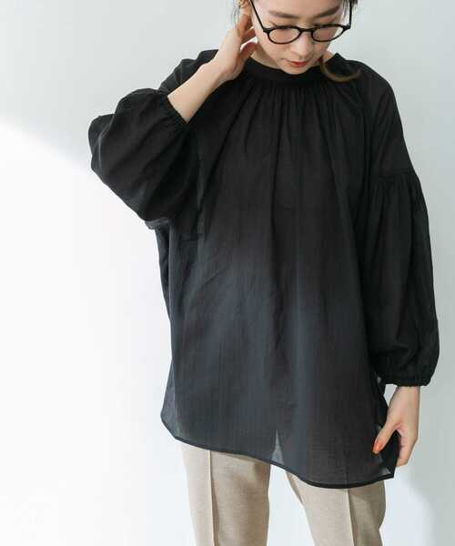 URBAN RESEARCH(アーバンリサーチ)の「コットンボイル2WAYブラウス(シャツ/ブラウス・レディース・ブラック/オフホワイト/グリーン・FREE)」の6枚目の写真