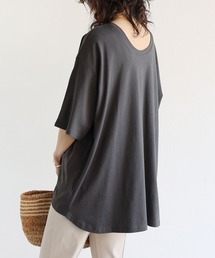 コットン天竺半袖バックオープン背中あきTシャツ
