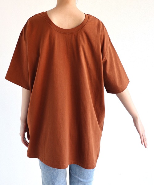 andme(アンドミー)の「コットン天竺半袖バックオープン背中あきTシャツ(Tシャツ/カットソー・レディース・ブラック/テラコッタ/イエロー/チャコールグレー/オフホワイト・M)」の16枚目の写真