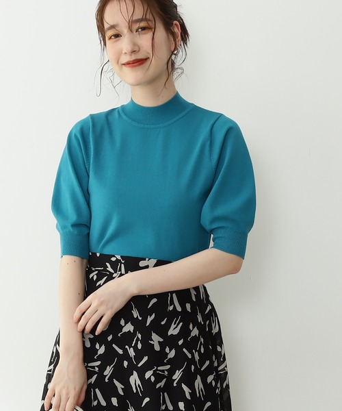 N.（N. Natural Beauty Basic）（エヌエヌナチュラルビューティーベーシック）の「◆プレーティング天竺５分袖ニット（ニット/セーター・レディース・ブラック/ブラウン/レッド/ブルー/クリーム/ライラック・MEDIUM）」の4枚目の写真