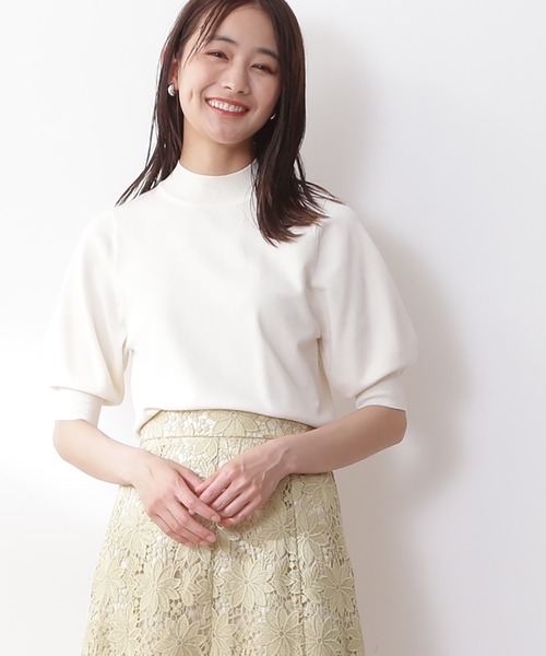 N.（N. Natural Beauty Basic）（エヌエヌナチュラルビューティーベーシック）の「◆プレーティング天竺５分袖ニット（ニット/セーター・レディース・ブラック/ブラウン/レッド/ブルー/クリーム/ライラック・MEDIUM）」の3枚目の写真