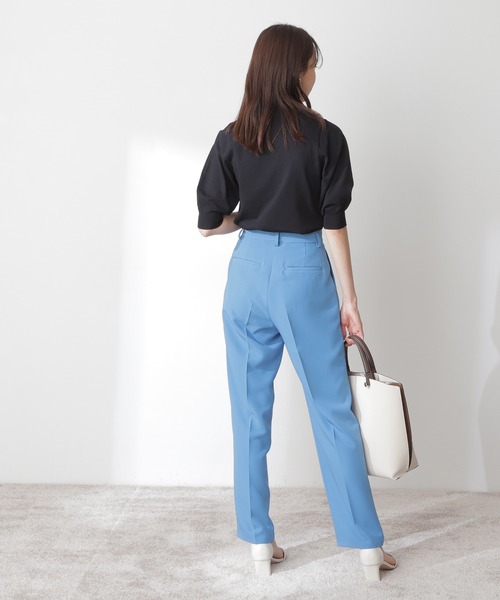 N.（N. Natural Beauty Basic）（エヌエヌナチュラルビューティーベーシック）の「◆プレーティング天竺５分袖ニット（ニット/セーター・レディース・ブラック/ブラウン/レッド/ブルー/クリーム/ライラック・MEDIUM）」の8枚目の写真