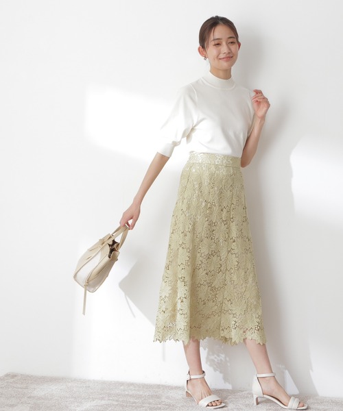 N.（N. Natural Beauty Basic）（エヌエヌナチュラルビューティーベーシック）の「◆プレーティング天竺５分袖ニット（ニット/セーター・レディース・ブラック/ブラウン/レッド/ブルー/クリーム/ライラック・MEDIUM）」の12枚目の写真