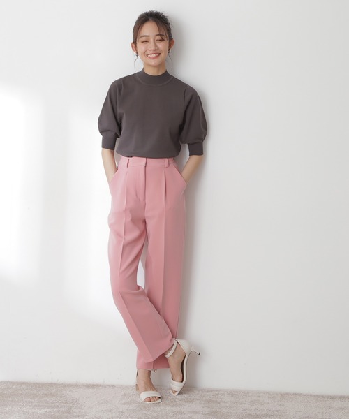 N.（N. Natural Beauty Basic）（エヌエヌナチュラルビューティーベーシック）の「◆プレーティング天竺５分袖ニット（ニット/セーター・レディース・ブラック/ブラウン/レッド/ブルー/クリーム/ライラック・MEDIUM）」の9枚目の写真