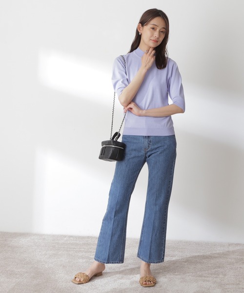 N.（N. Natural Beauty Basic）（エヌエヌナチュラルビューティーベーシック）の「◆プレーティング天竺５分袖ニット（ニット/セーター・レディース・ブラック/ブラウン/レッド/ブルー/クリーム/ライラック・MEDIUM）」の15枚目の写真