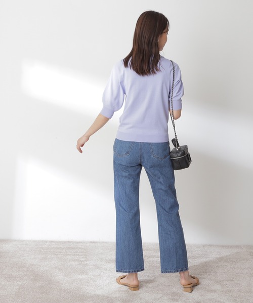 N.（N. Natural Beauty Basic）（エヌエヌナチュラルビューティーベーシック）の「◆プレーティング天竺５分袖ニット（ニット/セーター・レディース・ブラック/ブラウン/レッド/ブルー/クリーム/ライラック・MEDIUM）」の16枚目の写真