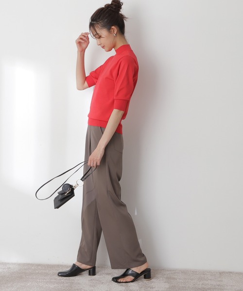 N.（N. Natural Beauty Basic）（エヌエヌナチュラルビューティーベーシック）の「◆プレーティング天竺５分袖ニット（ニット/セーター・レディース・ブラック/ブラウン/レッド/ブルー/クリーム/ライラック・MEDIUM）」の18枚目の写真