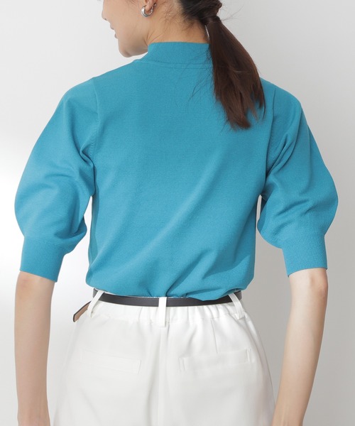 N.（N. Natural Beauty Basic）（エヌエヌナチュラルビューティーベーシック）の「◆プレーティング天竺５分袖ニット（ニット/セーター・レディース・ブラック/ブラウン/レッド/ブルー/クリーム/ライラック・MEDIUM）」の21枚目の写真