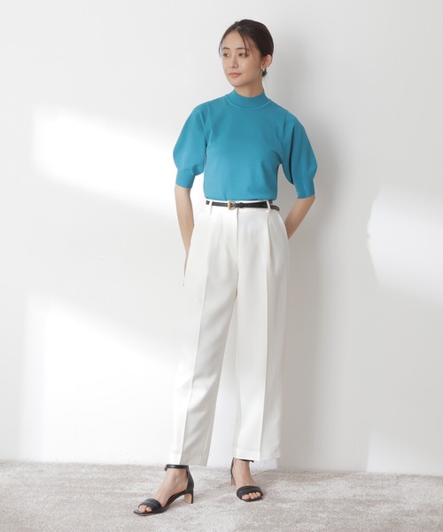 N.（N. Natural Beauty Basic）（エヌエヌナチュラルビューティーベーシック）の「◆プレーティング天竺５分袖ニット（ニット/セーター・レディース・ブラック/ブラウン/レッド/ブルー/クリーム/ライラック・MEDIUM）」の13枚目の写真