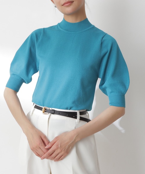 N.（N. Natural Beauty Basic）（エヌエヌナチュラルビューティーベーシック）の「◆プレーティング天竺５分袖ニット（ニット/セーター・レディース・ブラック/ブラウン/レッド/ブルー/クリーム/ライラック・MEDIUM）」の22枚目の写真