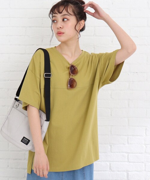 Cutie Blonde（キューティーブロンド）の「◆【S-L】フットボールTシャツ（Tシャツ/カットソー・レディース・ブラック/黄緑系/ライトベージュ/オレンジ・01/02/03）」の4枚目の写真