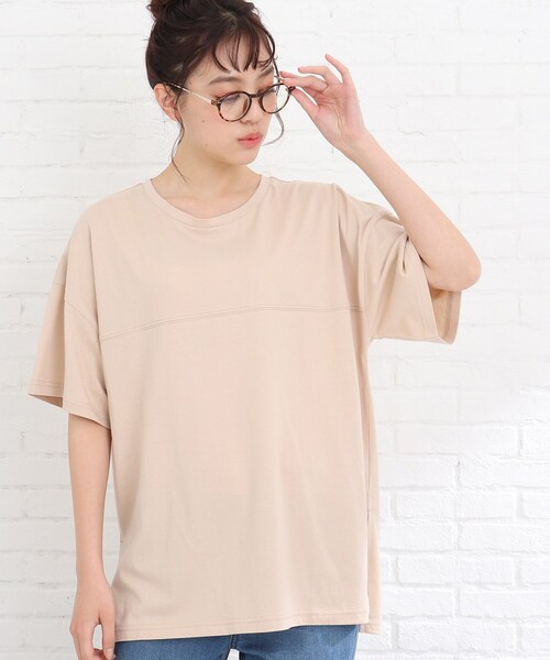 Cutie Blonde（キューティーブロンド）の「◆【S-L】フットボールTシャツ（Tシャツ/カットソー・レディース・ブラック/黄緑系/ライトベージュ/オレンジ・01/02/03）」の3枚目の写真