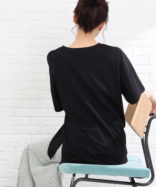 Cutie Blonde（キューティーブロンド）の「◆【S-L】フットボールTシャツ（Tシャツ/カットソー・レディース・ブラック/黄緑系/ライトベージュ/オレンジ・01/02/03）」の8枚目の写真