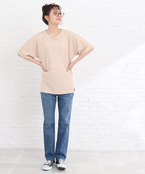 Cutie Blonde（キューティーブロンド）の「◆【S-L】フットボールTシャツ（Tシャツ/カットソー・レディース・ブラック/黄緑系/ライトベージュ/オレンジ・01/02/03）」の16枚目の写真