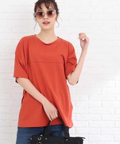 Cutie Blonde（キューティーブロンド）の「◆【S-L】フットボールTシャツ（Tシャツ/カットソー・レディース・ブラック/黄緑系/ライトベージュ/オレンジ・01/02/03）」の22枚目の写真