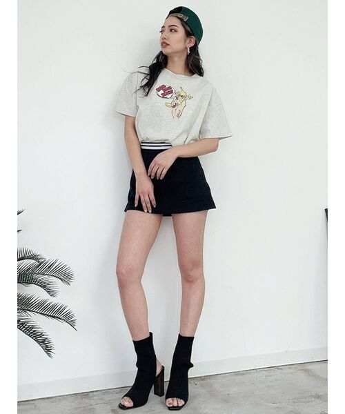 GYDA（ジェイダ）の「ボーダーバンテージスウエット スカートライクショートパンツ（スカート・レディース・グレー/ブラック・MEDIUM/SMALL）」の5枚目の写真