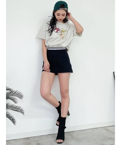 GYDA（ジェイダ）の「ボーダーバンテージスウエット スカートライクショートパンツ（スカート・レディース・グレー/ブラック・MEDIUM/SMALL）」の6枚目の写真