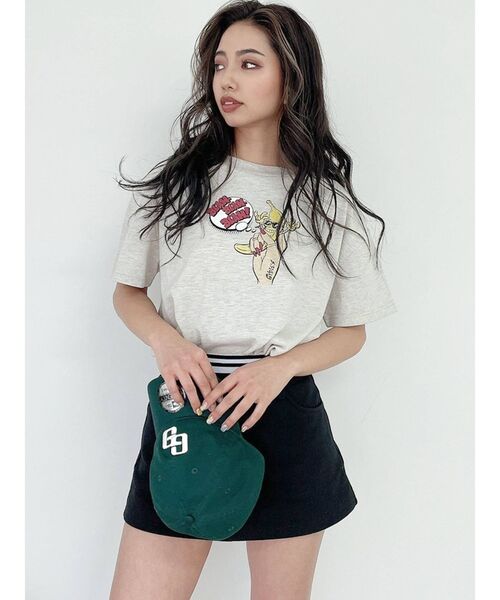 GYDA（ジェイダ）の「ボーダーバンテージスウエット スカートライクショートパンツ（スカート・レディース・グレー/ブラック・MEDIUM/SMALL）」の9枚目の写真