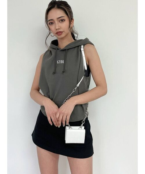 GYDA（ジェイダ）の「ボーダーバンテージスウエット スカートライクショートパンツ（スカート・レディース・グレー/ブラック・MEDIUM/SMALL）」の13枚目の写真