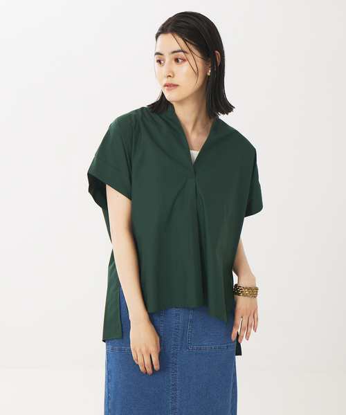 abahouse mavie（アバハウスマヴィ）の「後ボタンフレンチスリーブシャツ（シャツ/ブラウス・レディース・ストライプ/ホワイト/ベージュ系その他/オフホワイト/イエロー/グリーン/ダークオレンジ・フリー）」の4枚目の写真