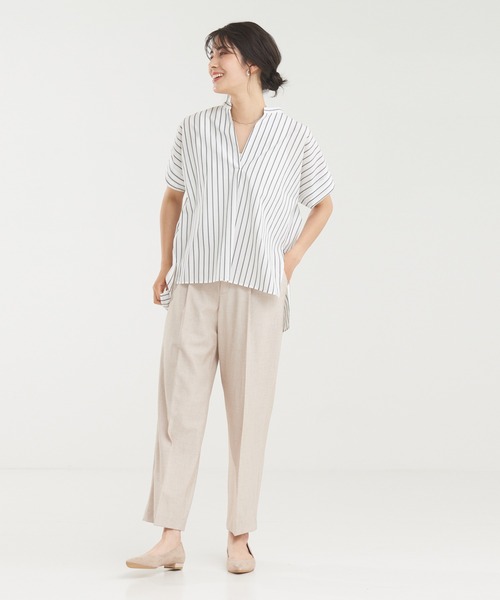 abahouse mavie（アバハウスマヴィ）の「後ボタンフレンチスリーブシャツ（シャツ/ブラウス・レディース・ストライプ/ホワイト/ベージュ系その他/オフホワイト/イエロー/グリーン/ダークオレンジ・フリー）」の12枚目の写真