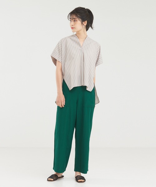 abahouse mavie（アバハウスマヴィ）の「後ボタンフレンチスリーブシャツ（シャツ/ブラウス・レディース・ストライプ/ホワイト/ベージュ系その他/オフホワイト/イエロー/グリーン/ダークオレンジ・フリー）」の15枚目の写真