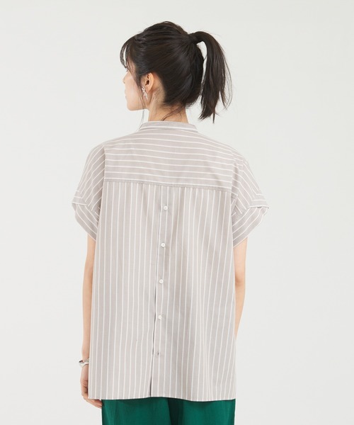 abahouse mavie（アバハウスマヴィ）の「後ボタンフレンチスリーブシャツ（シャツ/ブラウス・レディース・ストライプ/ホワイト/ベージュ系その他/オフホワイト/イエロー/グリーン/ダークオレンジ・フリー）」の19枚目の写真