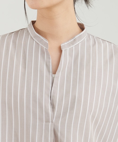 abahouse mavie（アバハウスマヴィ）の「後ボタンフレンチスリーブシャツ（シャツ/ブラウス・レディース・ストライプ/ホワイト/ベージュ系その他/オフホワイト/イエロー/グリーン/ダークオレンジ・フリー）」の21枚目の写真